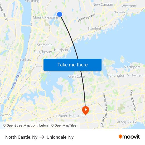 North Castle, Ny to Uniondale, Ny map