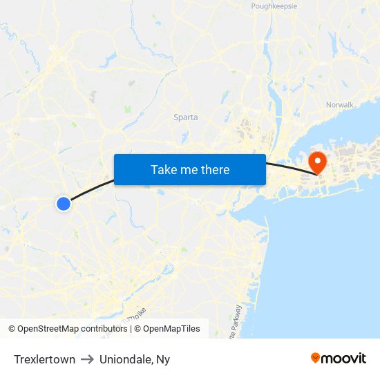 Trexlertown to Uniondale, Ny map
