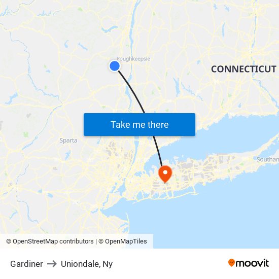 Gardiner to Uniondale, Ny map