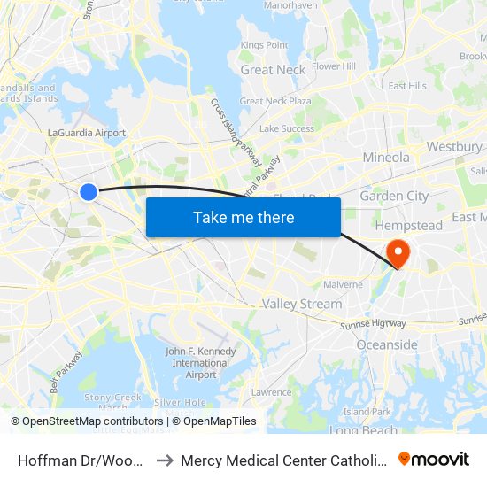 Hoffman Dr/Woodhaven Blvd to Mercy Medical Center Catholic Health Services map