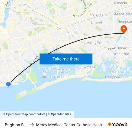 Brighton Beach to Mercy Medical Center Catholic Health Services map