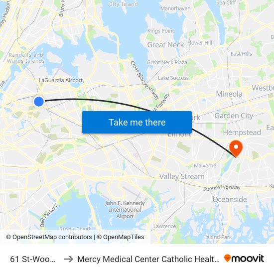 61 St-Woodside to Mercy Medical Center Catholic Health Services map