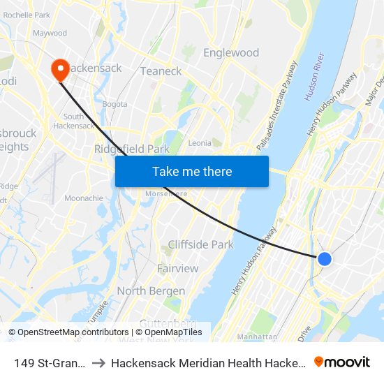 149 St-Grand Concourse to Hackensack Meridian Health Hackensack University Medical Center map