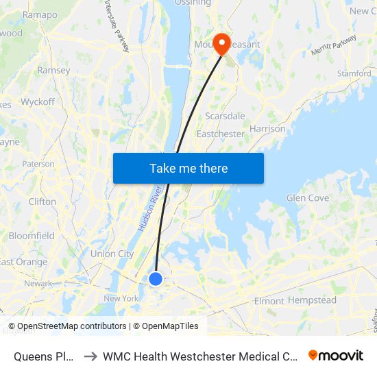 Queens Plaza to WMC Health Westchester Medical Center map