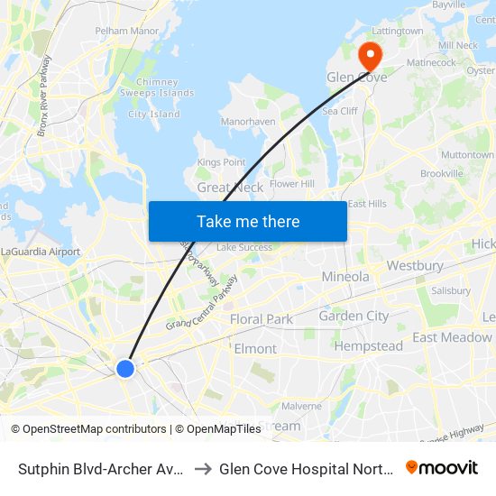 Sutphin Blvd-Archer Av-Jfk Airport to Glen Cove Hospital Northwell Health map