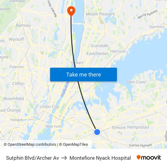 Sutphin Blvd/Archer Av to Montefiore Nyack Hospital map