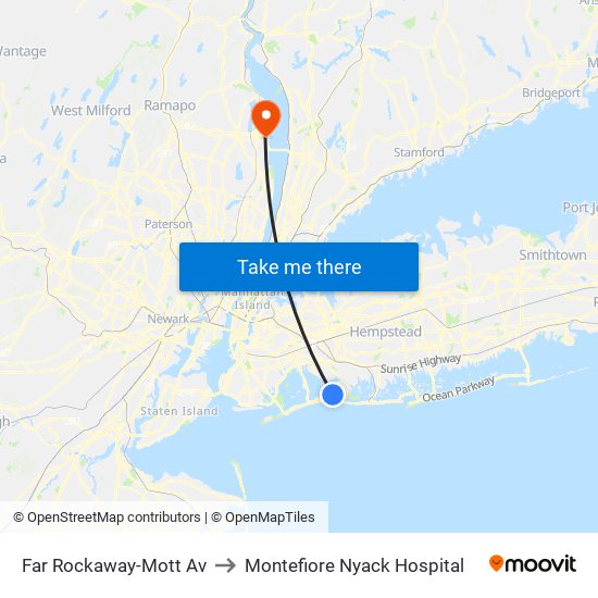 Far Rockaway-Mott Av to Montefiore Nyack Hospital map