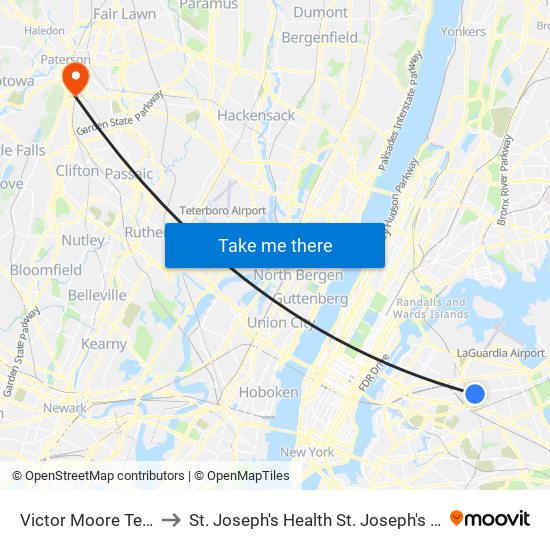 Victor Moore Term/Q49 Stand to St. Joseph's Health St. Joseph's University Medical Center map