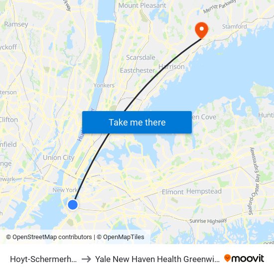 Hoyt-Schermerhorn Sts to Yale New Haven Health Greenwich Hospital map
