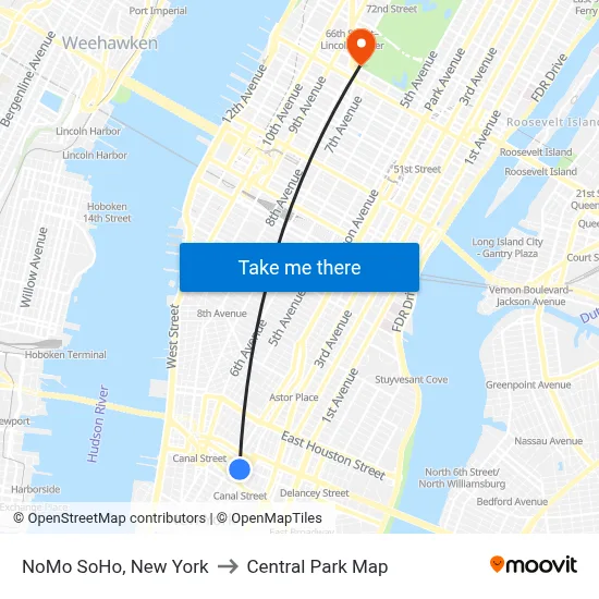 NoMo SoHo, New York to Central Park Map map