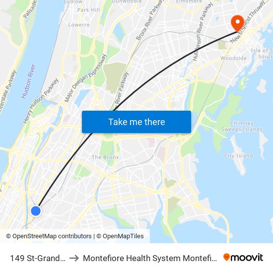 149 St-Grand Concourse to Montefiore Health System Montefiore New Rochelle Hospital map