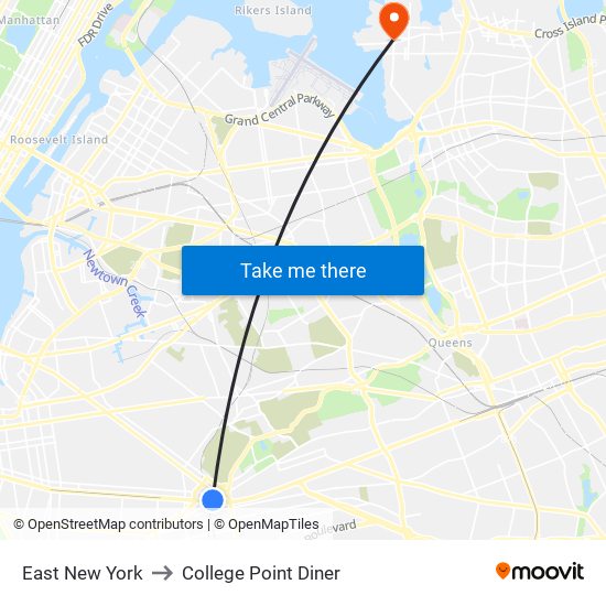 East New York to College Point Diner map