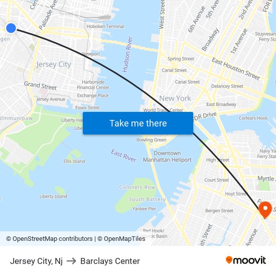 Jersey City, Nj to Barclays Center map