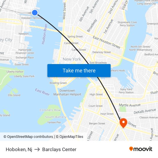 Hoboken, Nj to Barclays Center map