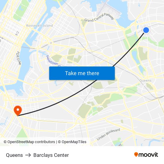 Queens to Barclays Center map