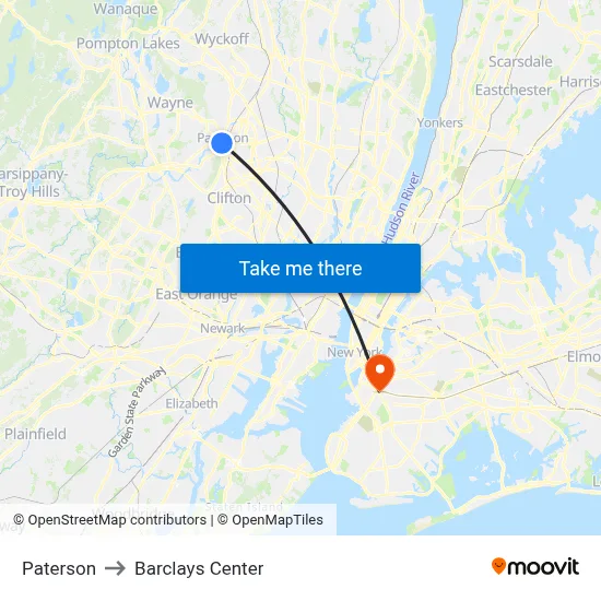 Paterson to Barclays Center map