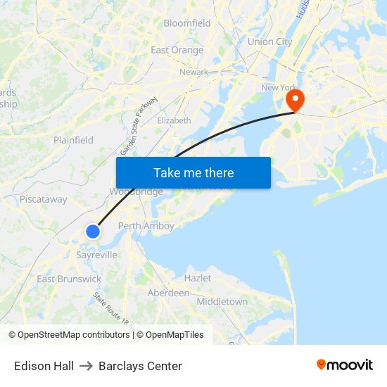 Edison Hall to Barclays Center map