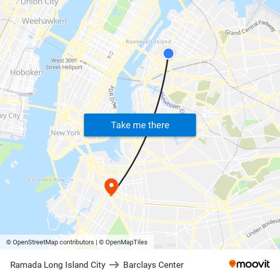 Ramada Long Island City to Barclays Center map