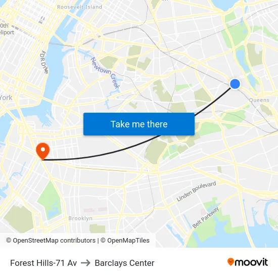 Forest Hills-71 Av to Barclays Center map