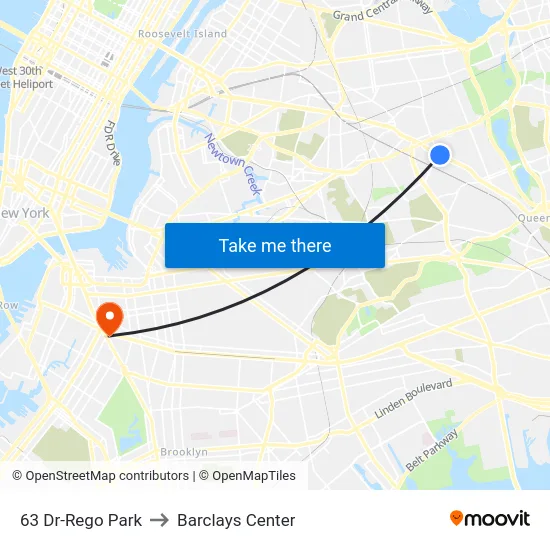 63 Dr-Rego Park to Barclays Center map