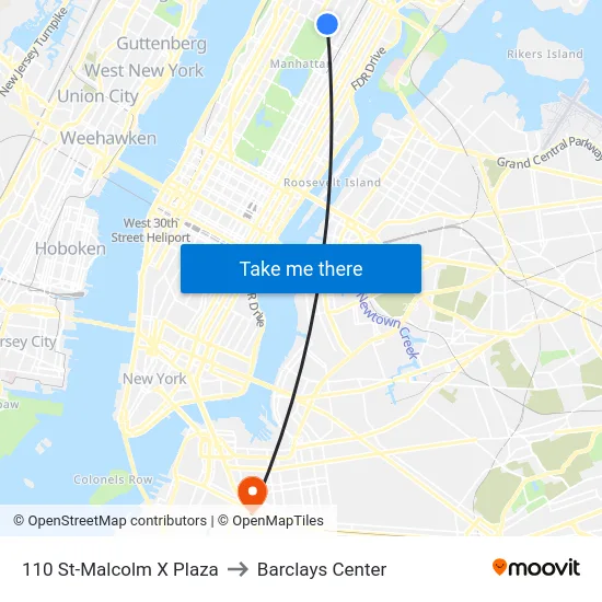 110 St-Malcolm X Plaza to Barclays Center map