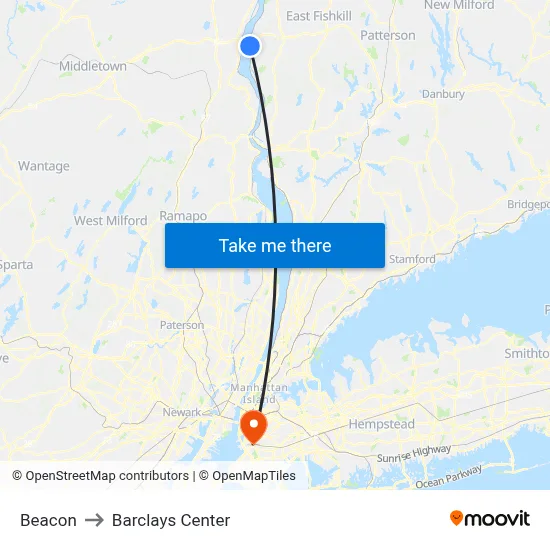Beacon to Barclays Center map