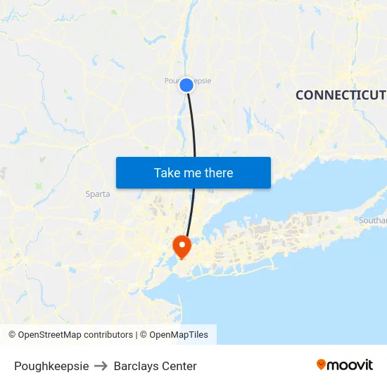 Poughkeepsie to Barclays Center map
