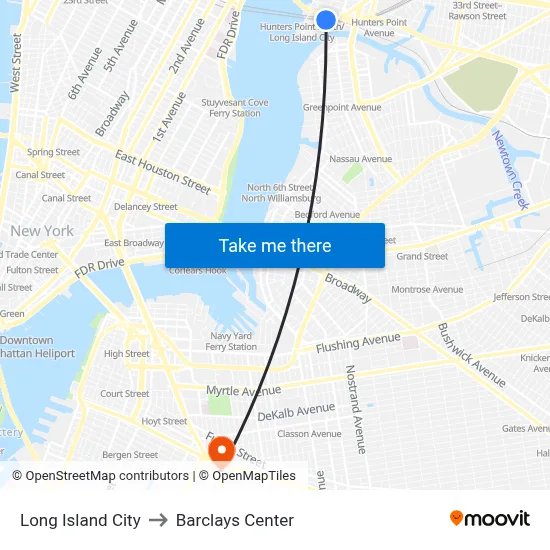 Long Island City to Barclays Center map