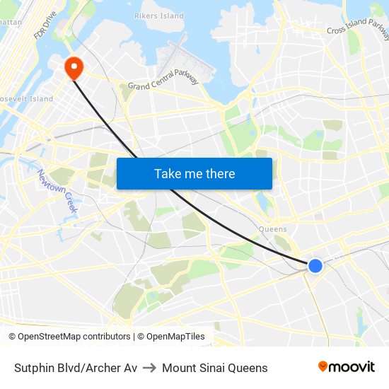 Sutphin Blvd/Archer Av to Mount Sinai Queens map