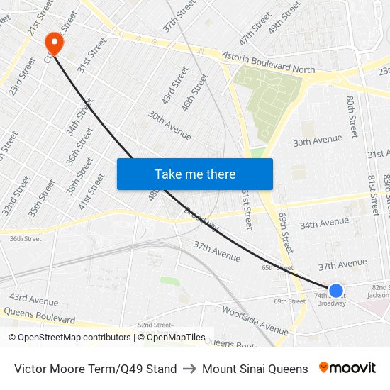 Victor Moore Term/Q49 Stand to Mount Sinai Queens map