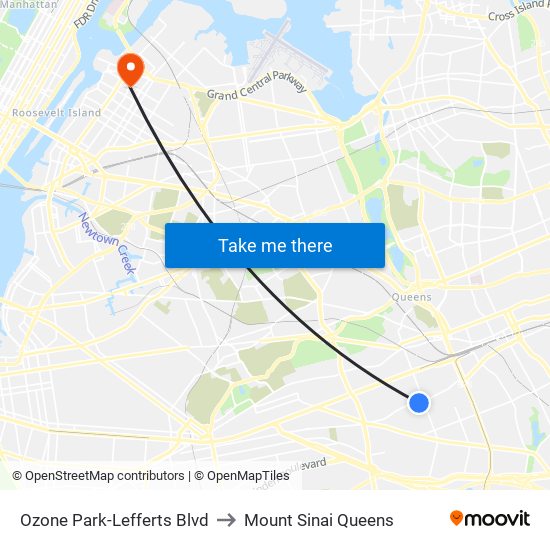 Ozone Park-Lefferts Blvd to Mount Sinai Queens map