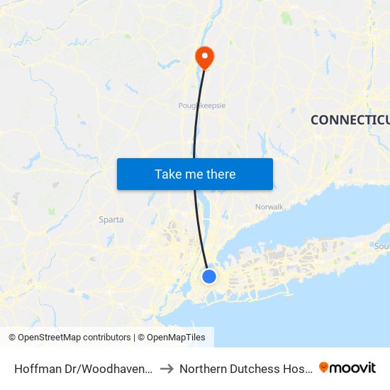 Hoffman Dr/Woodhaven Blvd to Northern Dutchess Hospital map