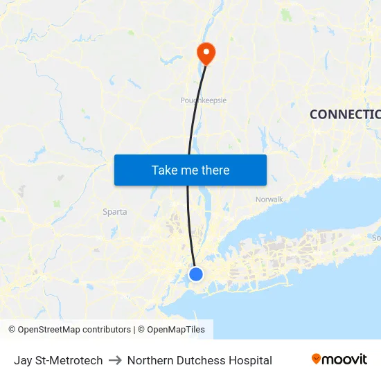 Jay St-Metrotech to Northern Dutchess Hospital map
