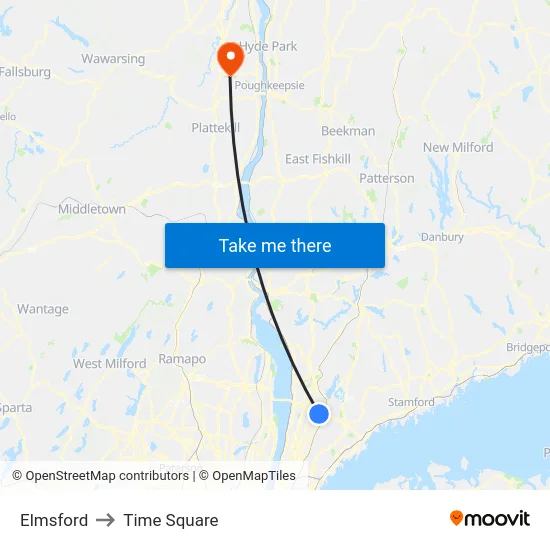 Elmsford to Time Square map
