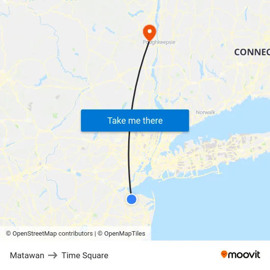 Matawan to Time Square map