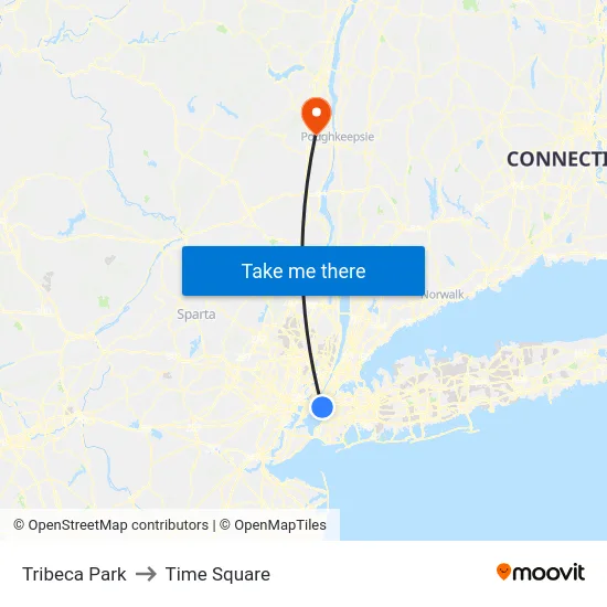Tribeca Park to Time Square map