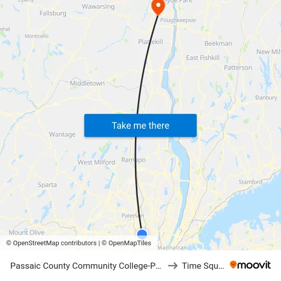 Passaic County Community College-Passaic to Time Square map