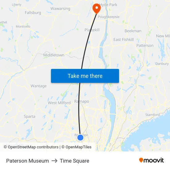 Paterson Museum to Time Square map
