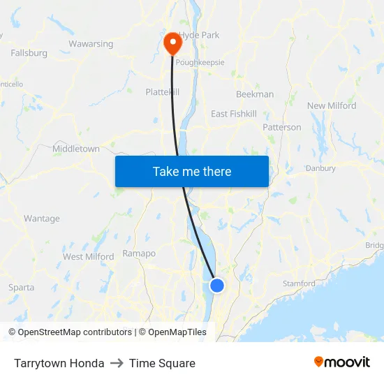 Tarrytown Honda to Time Square map