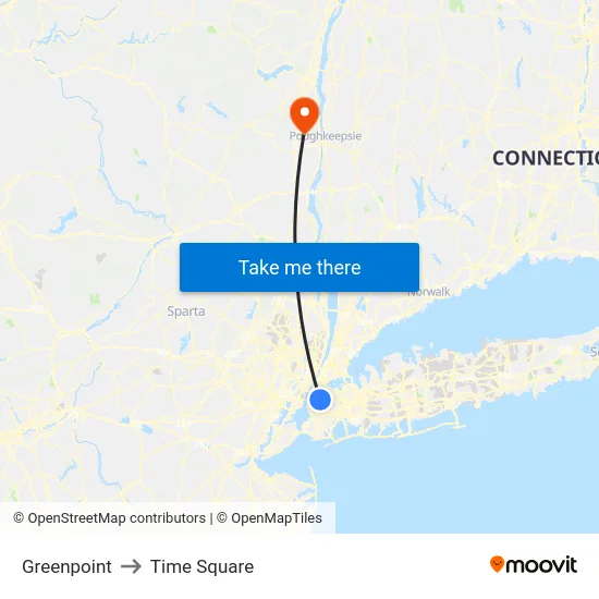 Greenpoint to Time Square map