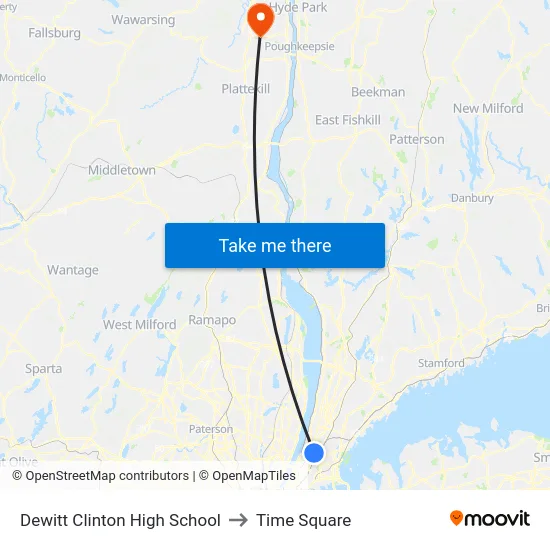 Dewitt Clinton High School to Time Square map