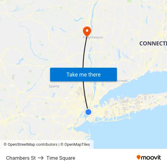 Chambers St to Time Square map