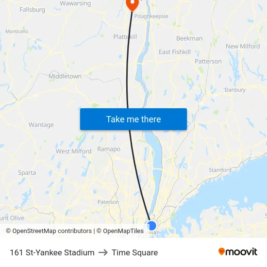 161 St-Yankee Stadium to Time Square map