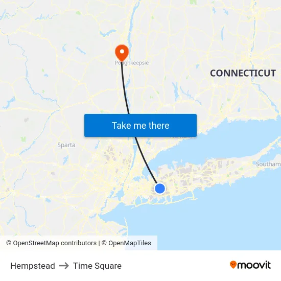 Hempstead to Time Square map