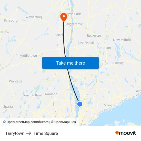 Tarrytown to Time Square map