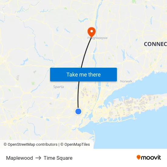 Maplewood to Time Square map