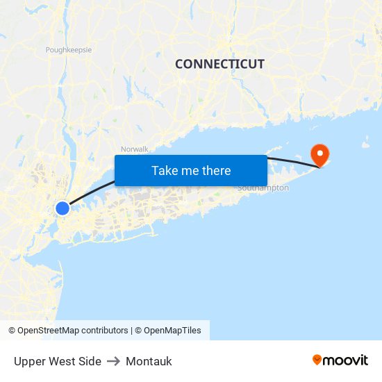 Upper West Side to Montauk map