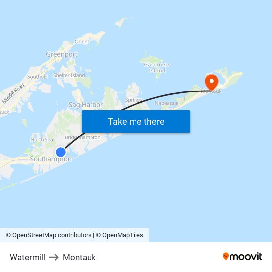 Watermill to Montauk map