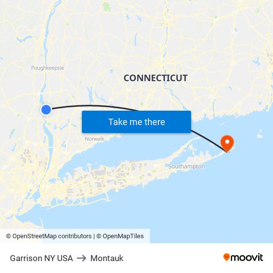 Garrison NY USA to Montauk map