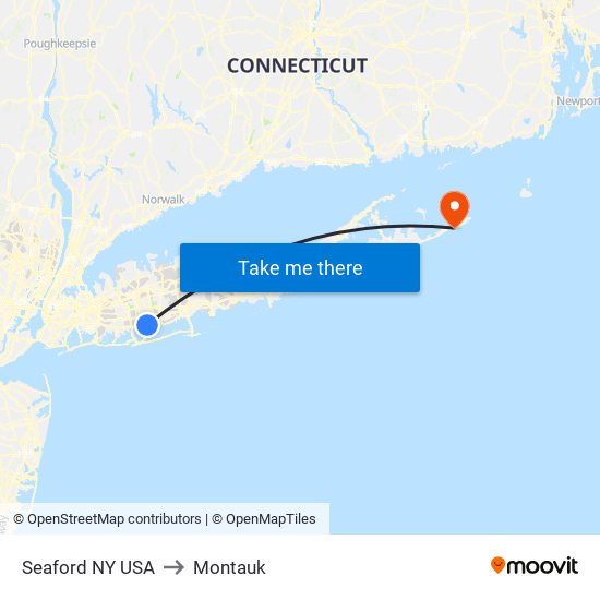 Seaford NY USA to Montauk map